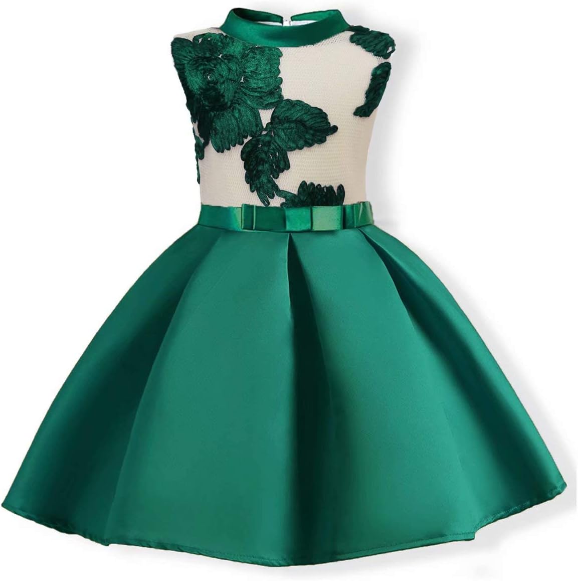 Flower Girl Pageant Dress Kids Party Embroidery Wedding Dresses 2-9 Years(Green,8-9Y)
