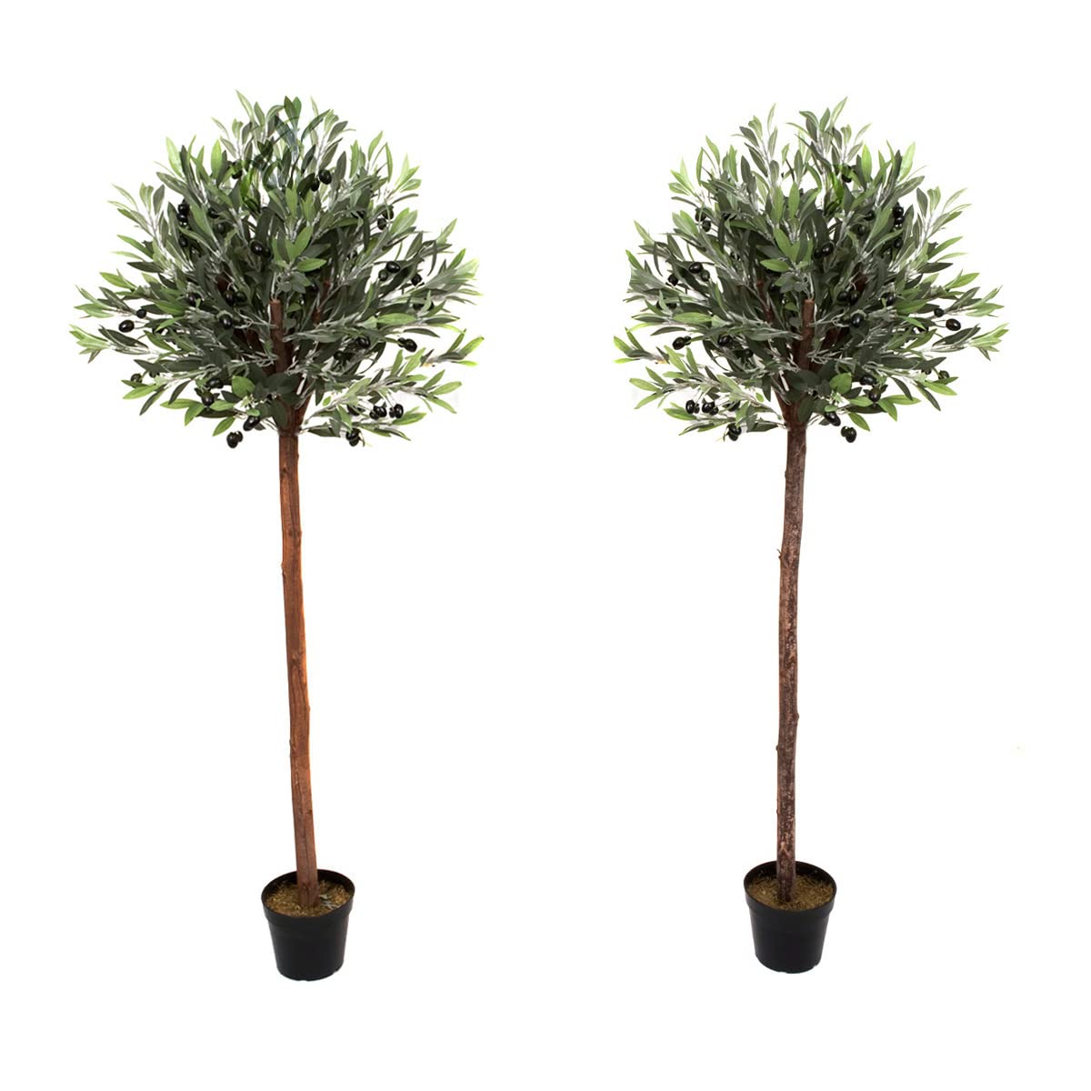 GreenBrokers Artificial Olive, Topiary Faux Tree, Premium Quality Real Wood Trunk, Natural Appearance Leaves, UV Protected, Indoor and Outdoor Use, 5ft (150cm)