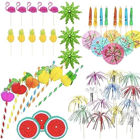 120 Pieces Colourful Cocktail Decorations Set Cover