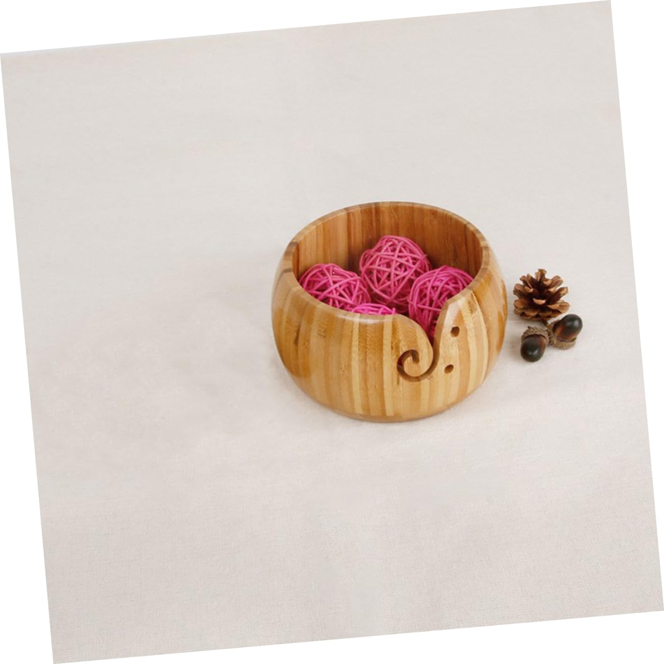 Operitacx Ciotola Legno Per Gomitoli Organizer Per Uncinetto e Maglieria Design Elegante e Funzionale Senza Coperchio Per Conservare Lana e Accessori Creativi