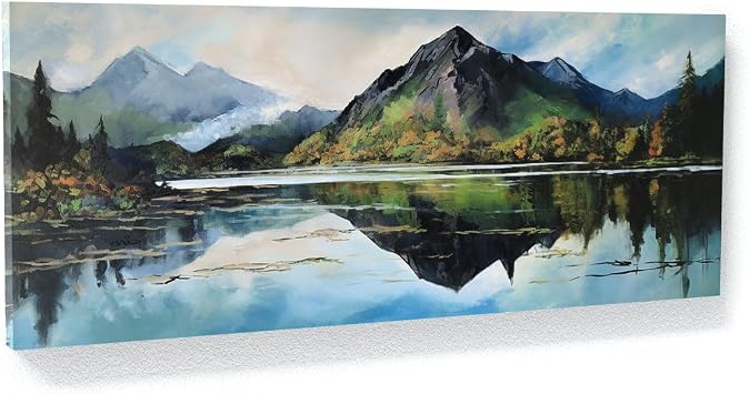 Sense Canvas Mountain Landscape Peaceful 27 Canvas Art - Home Decor Wall Art Print Poster Painting Medium 30x12 / 0.75"