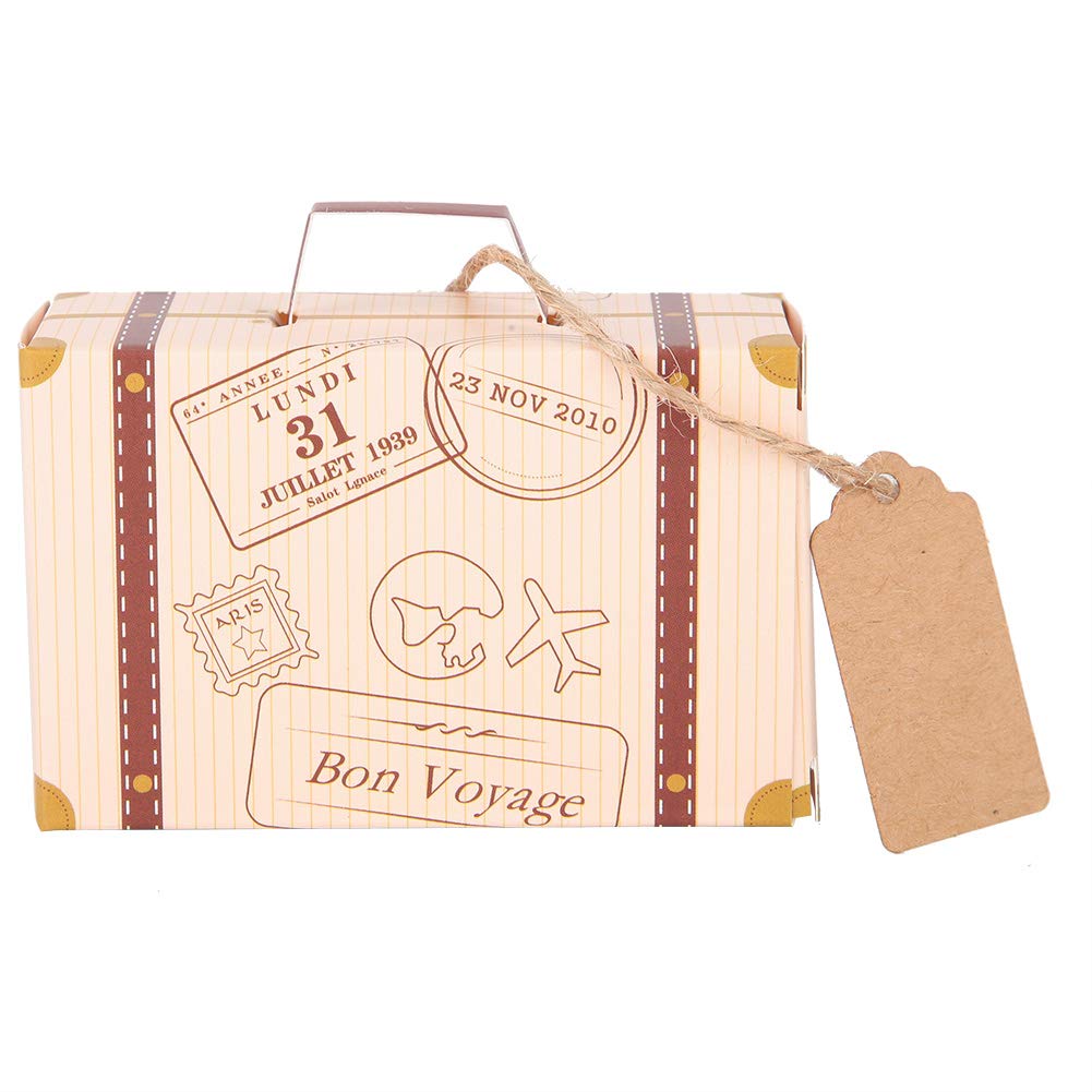 MorningRo 50 Mini Valigie In Latta Per Feste A Tema Viaggio – Scatole Regalo Vintage 7x5 Cm, Per Caramelle, Bomboniere - 3