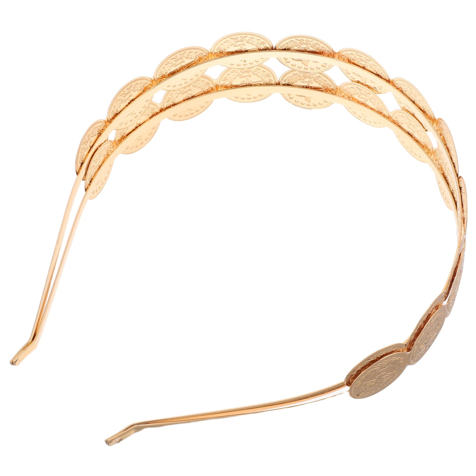 Beaupretty Double Layer Metal Coin Headband for Women Fashionable Bridal Headdress Lightweight Vintage Hair Jewelry for Weddings Parties Festivals and