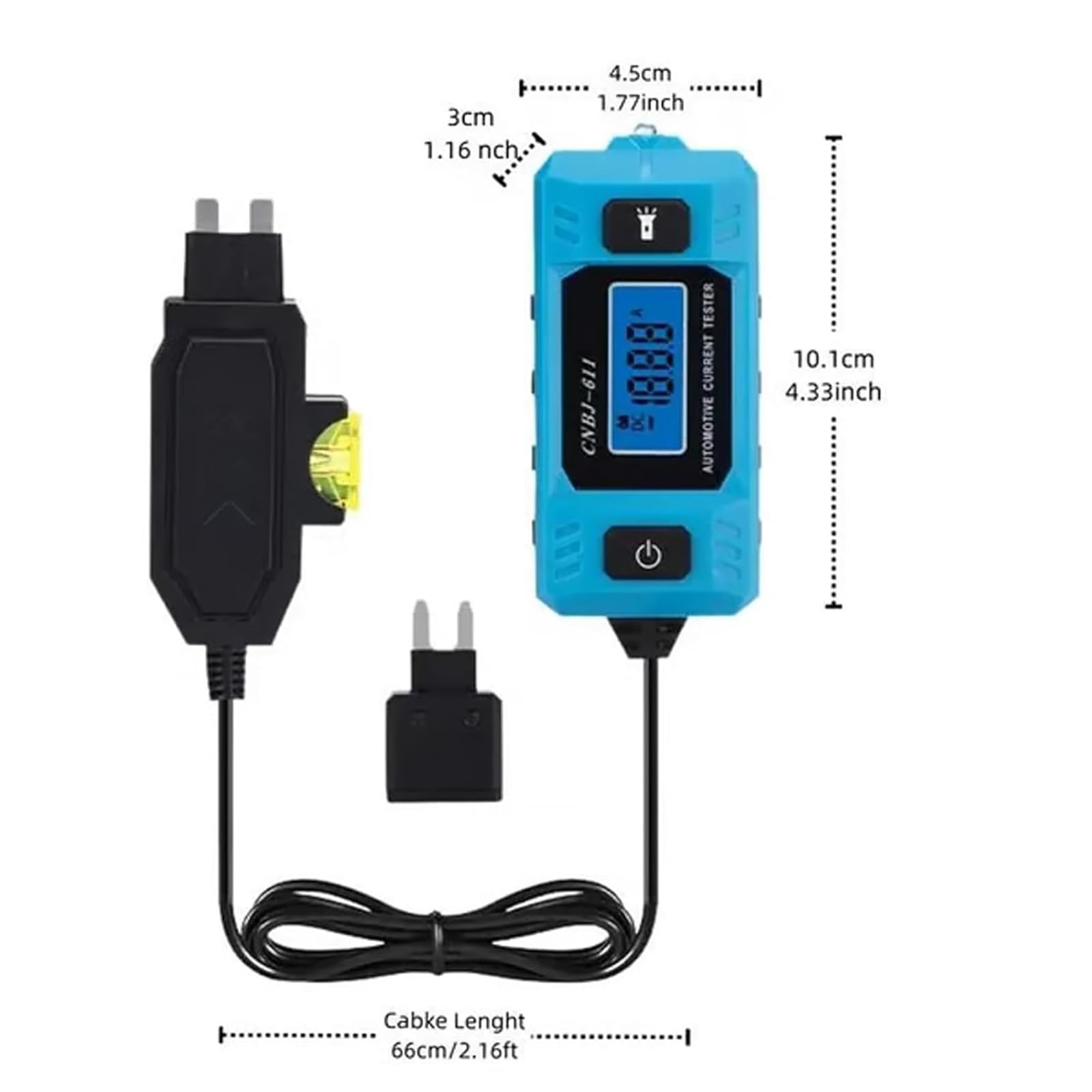 Tester per la sonda di guasto del circuito automobilistico, tester di corrente ad alta precisione, 20 A 48 V, controllo della lama del fusibile del relè per auto con luce anteriore e schermo LCD