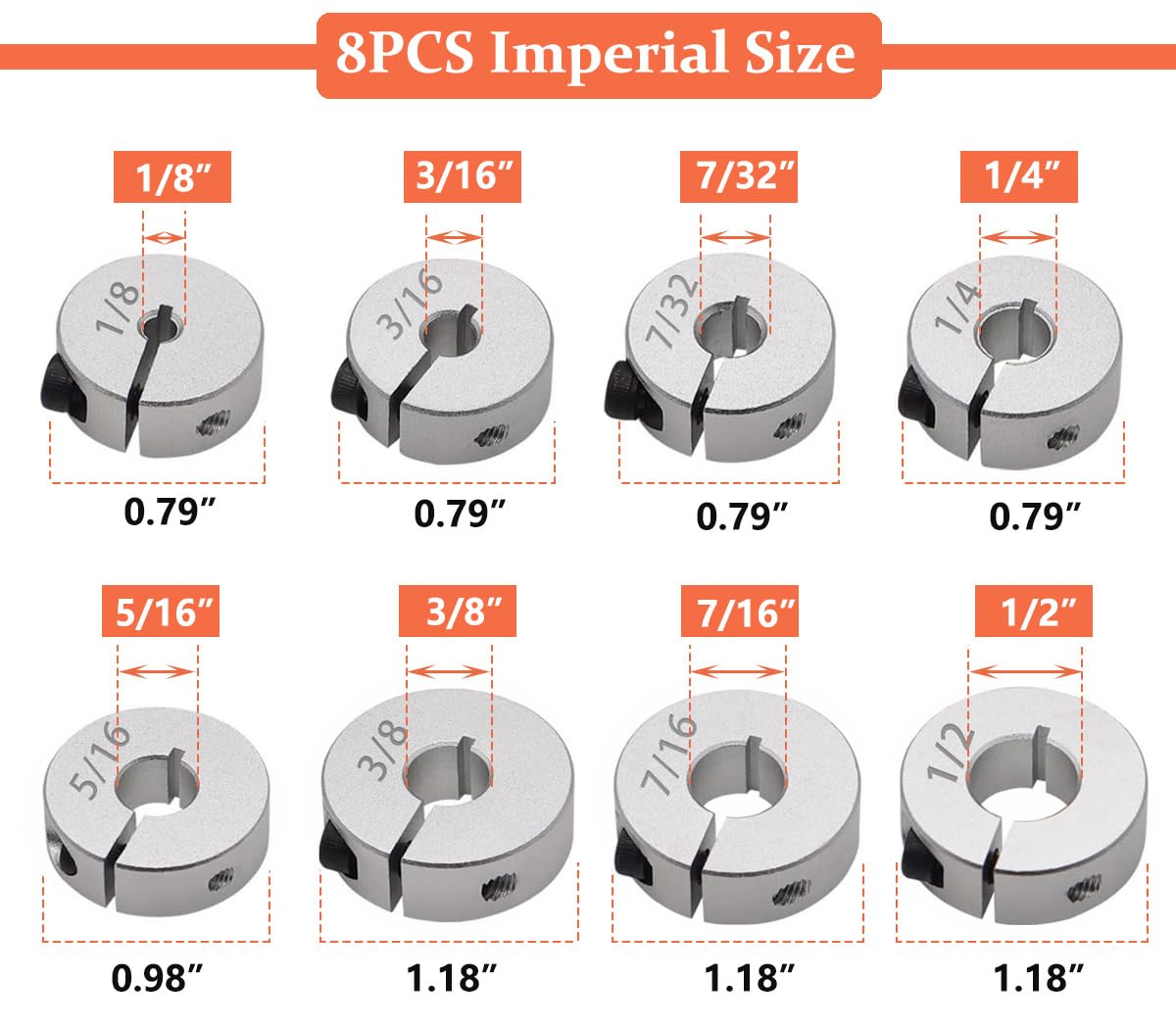 Drill Bit Depth Stop Collar Kit - 8 Piece Set -4