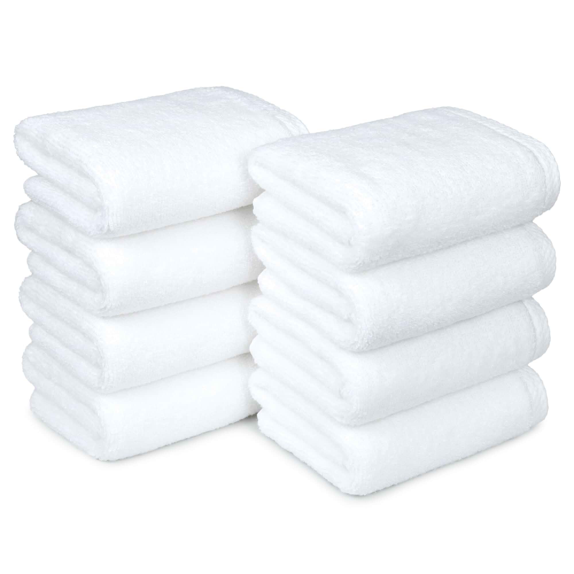 Amazon Basics 8-Pack Soft, Highly Absorbent, Quick-Dry Hand Towels, 100% Cotton, 28" x 16", White