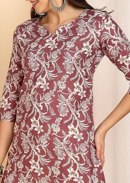 Image of Women's Short Kurti in Multicolor Rayon Cotton Blend | Ladies Ethnic Tunic | Office