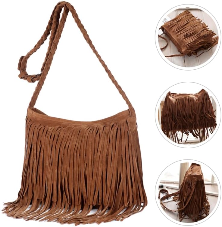 TENDYCOCO Fringe Crossbody Shoulder Bag for Women 13.38 Inch Lightweight Boho Tassel Purse Large Capacity Messenger Bag for Daily Travel Shopping - Image 6