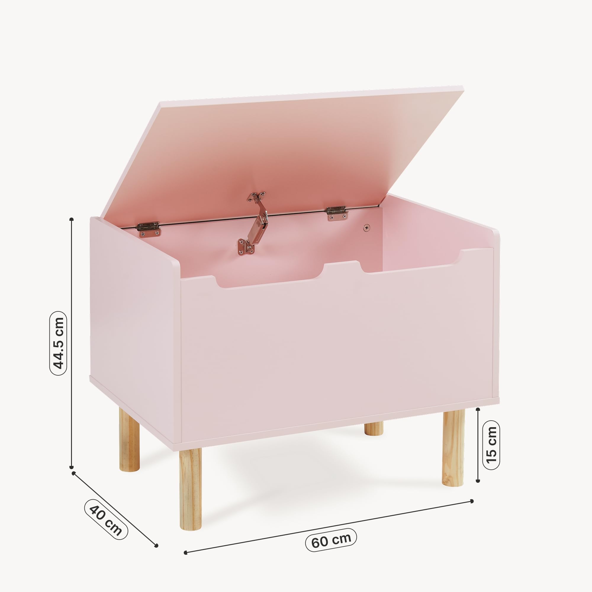 [en.casa] Baule per Giocattoli con Coperchio Cassapanca per Cameretta Piedini in Legno Mobile Contenitore Chiuso Porta Giochi per Bambini Soggiorno Corridoio 60 x 40 x 45 cm - Rosa