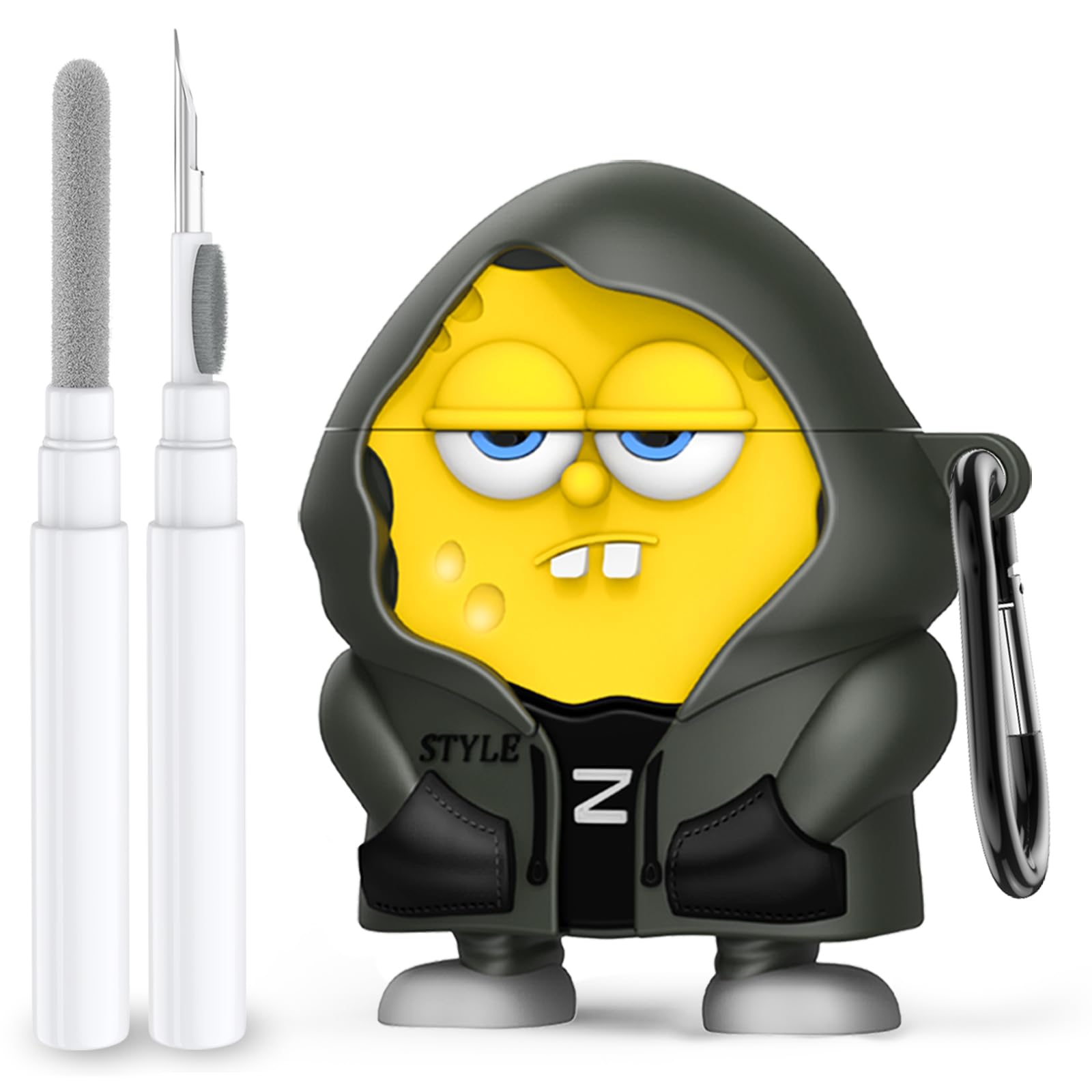 Cute Cartoon Character Cases for AirPods Case Cover with Cleaner kit,3D Kawaii for AirPod 2/1,Funny Cool Silicone Apple AirPods 2nd 1st Generation Charging Case with Keychain for Women Girl Boy