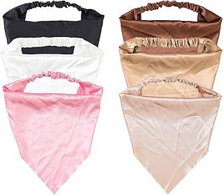 NiuZaiz 6 Pcs Satin Elastic Hair Scarf Headbands, Triangle Scarf Headband, Head Kerchief Headband, Bandana Headbands Head ...