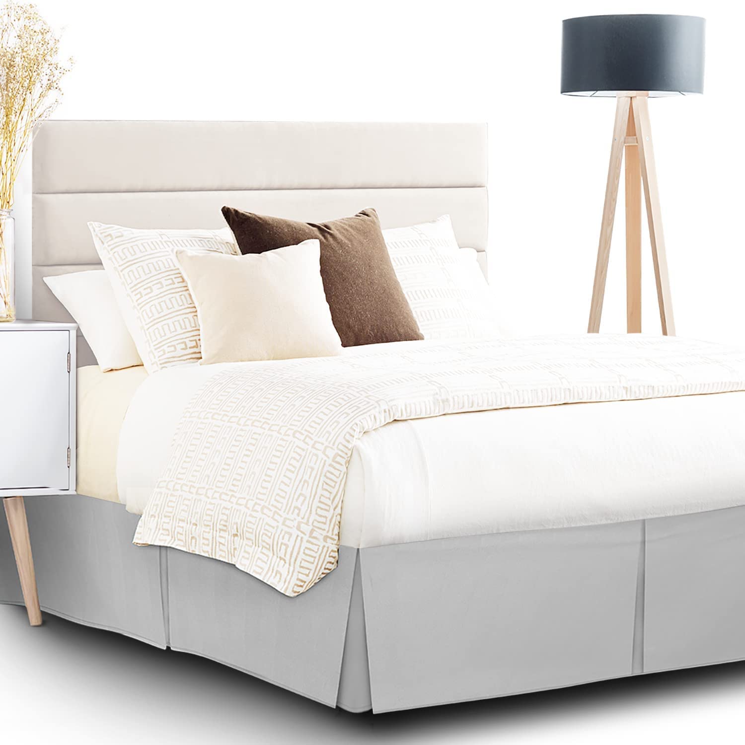 Mantovana giroletto con volant e angoli divisi, per letto matrimoniale, altezza 35,6 cm, colore bianco
