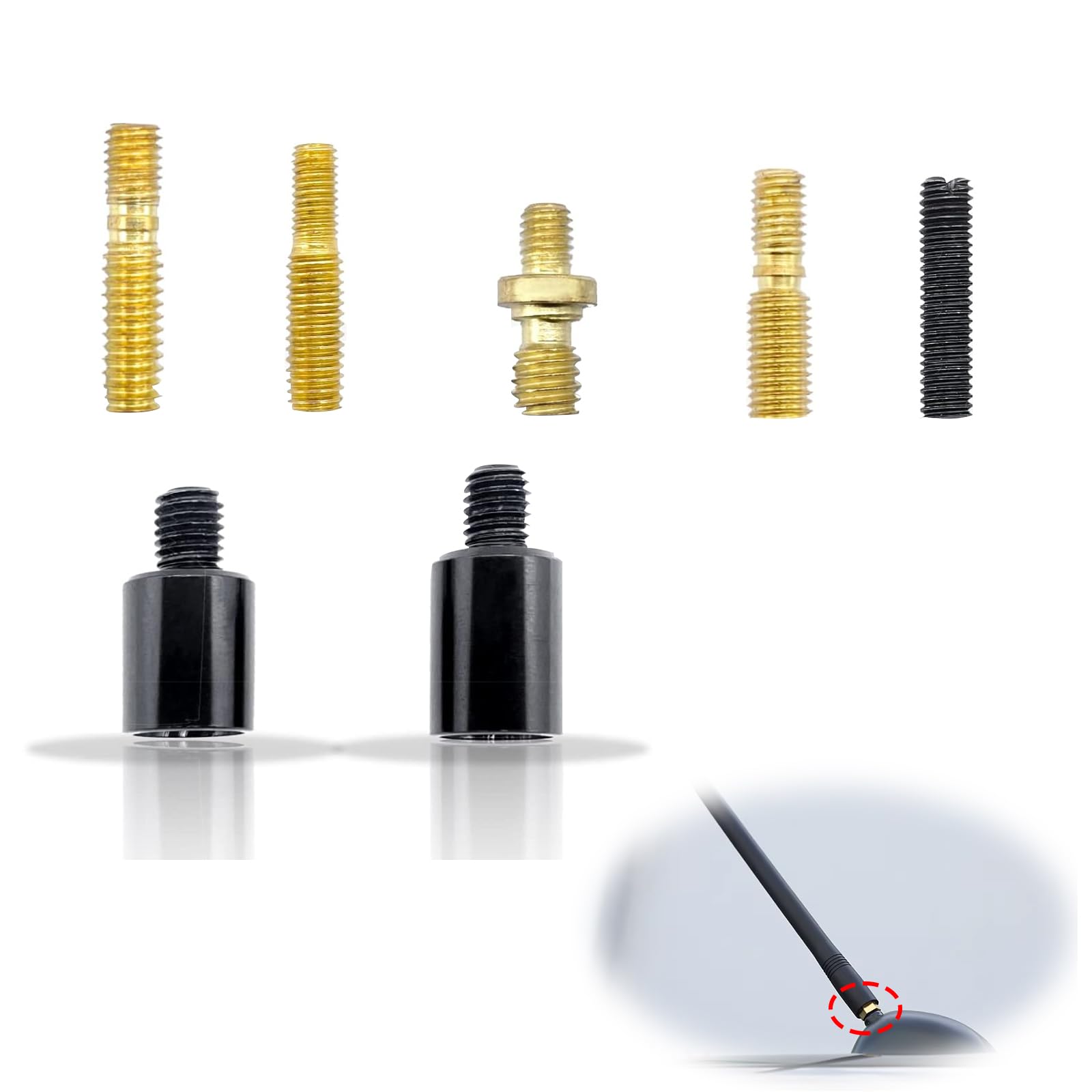 Slykew 7 PCS Car Antenna Adapter, Metal Bolt Kit, Signal Receiver Connection Parts, Automotive Repair Tool, Bolt Replacements, Compatible with Ford F150 Wrangler Jeep Chevrolet (Multicolored)