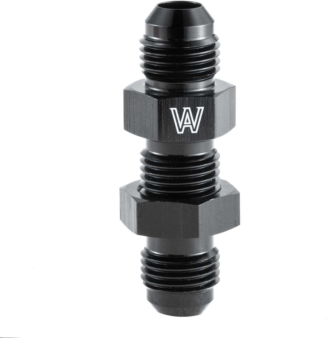 6AN to AN6 Straight Bulkhead Fuel Fitting, Male to Male Flare Union Adapter with AN6 Bulkhead Nut, Aluminum Black