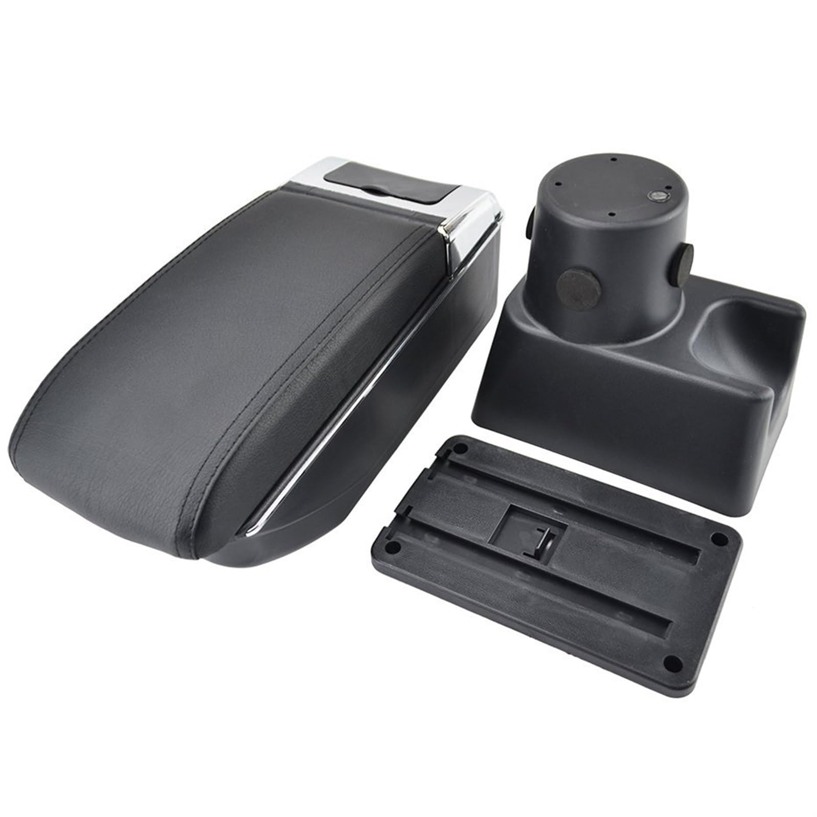 Organisateur console centrale pour voiture Accoudoir de voiture double couche, boîte rangement, décoration, style, pour Nissan Terrano III 2014 2015 2016 2017 2018(Black thread)