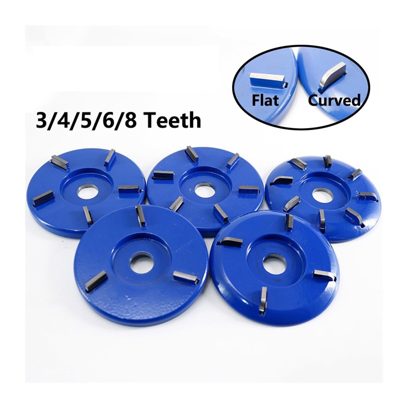 Fresa de dientes planos/curvos con orificio de 16 mm, disco de 90 mm | 3/4/5/6/8 T, for amoladora angular y bandeja de té(8 Teeth,Curved Tooth)
