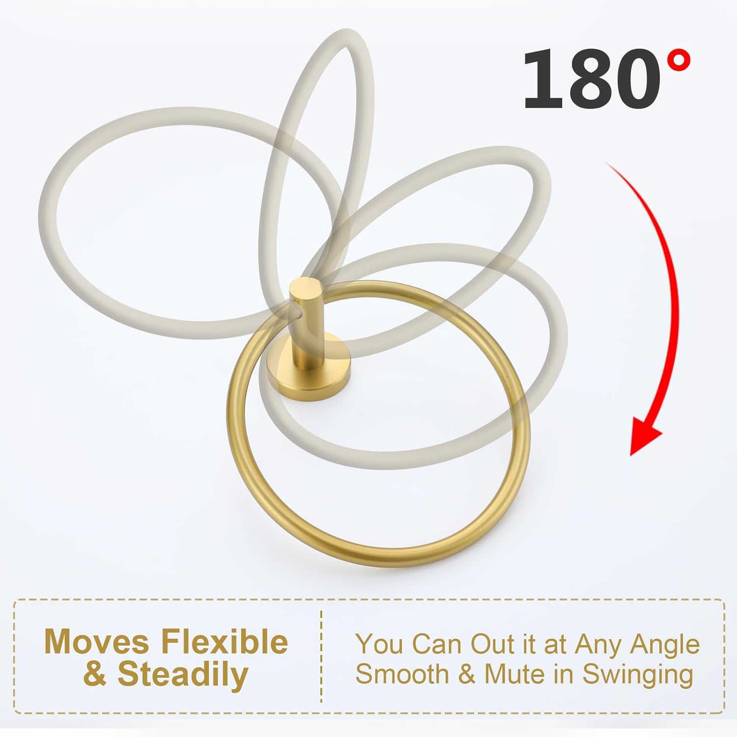 Brushed Gold Stainless Steel Wall Mounted Towel Ring Set