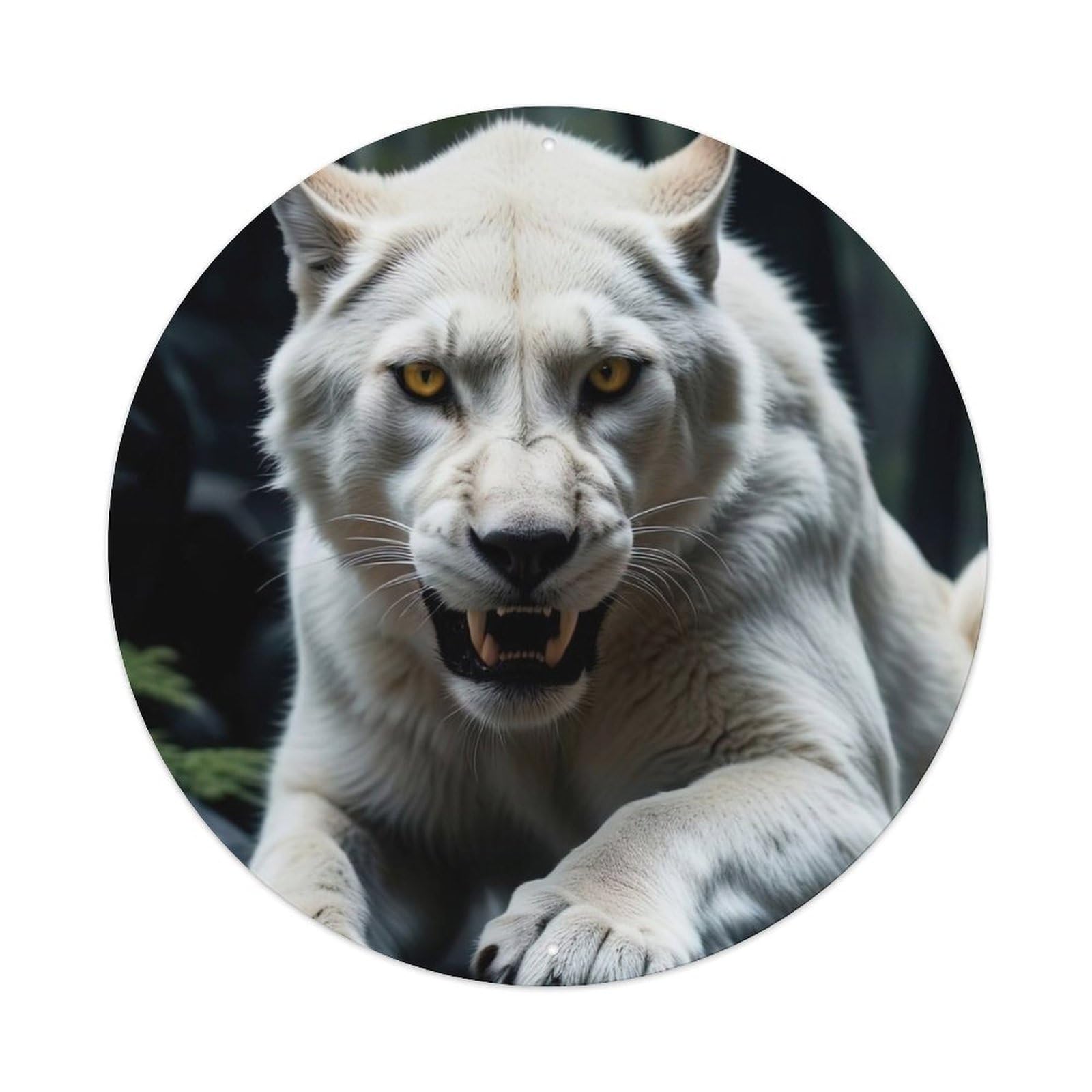 Animal Artwork White Tiger in The Forest Metal Tin Sign
