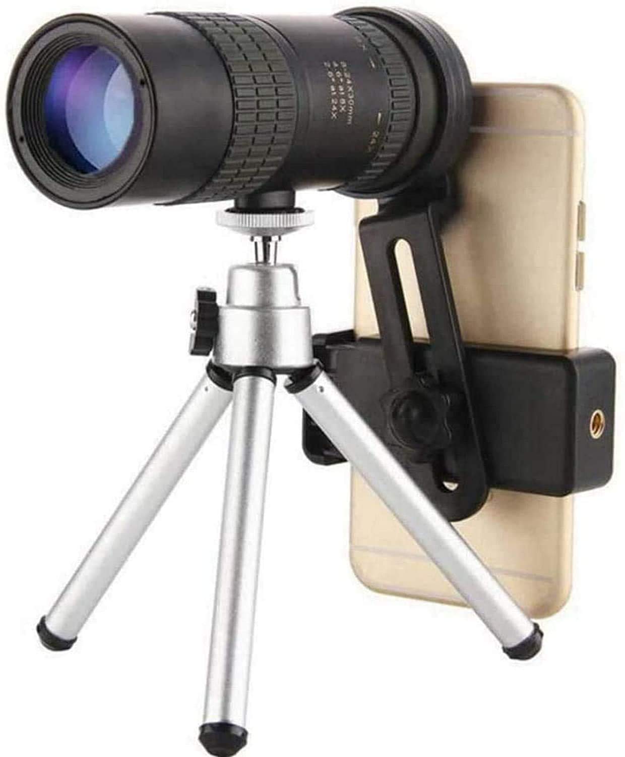 Telescopio portátil HD de alta potencia, Super Zoom Super Zoom 4K 10-300x40mm Zoom Telescopio con trípode y clip para la mayoría de los telescopios de teléfonos inteligentes, regalo de cumpleaños The