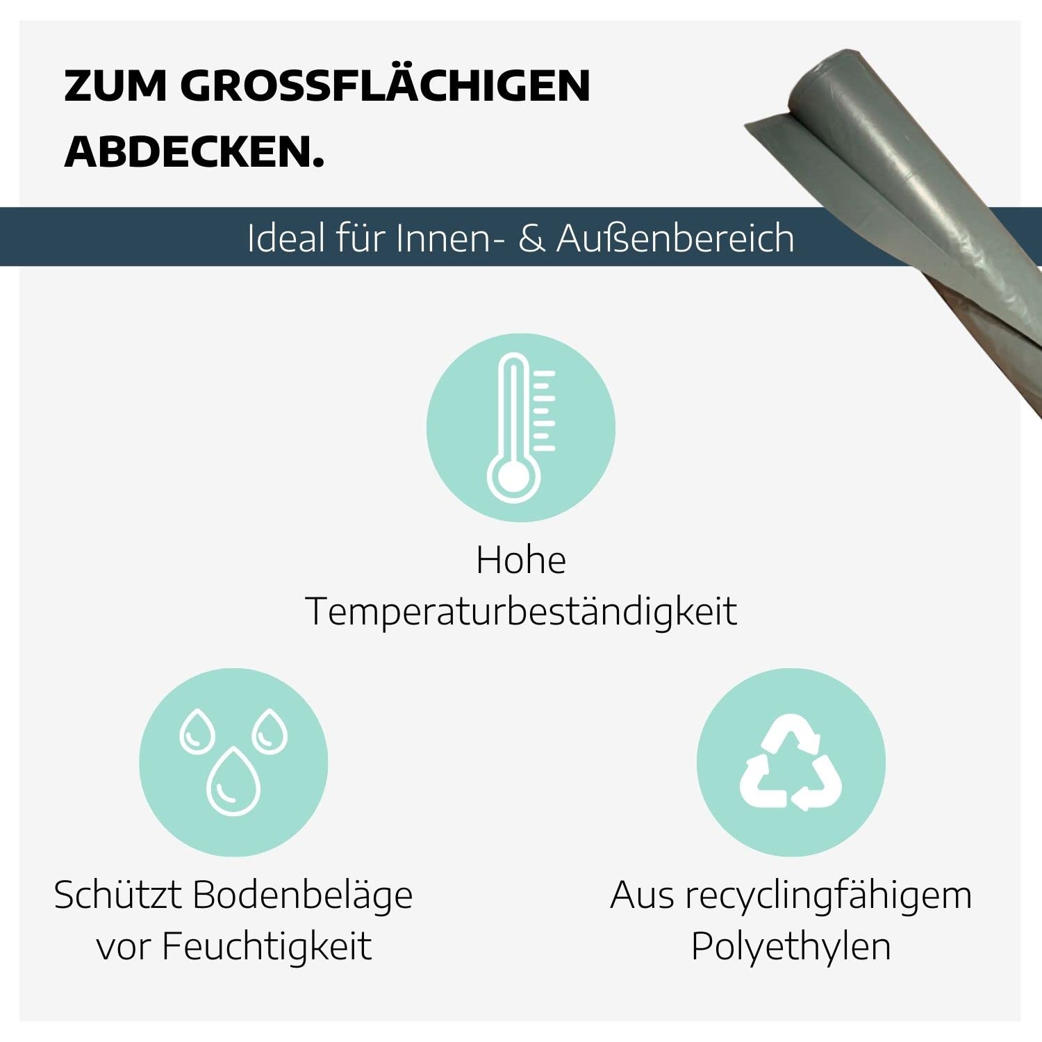 PE-Baufolie transluzent Typ 120 I 50 x 4 m Abdeckfolie mit 0,92g/cm³ I Bau-Folie transparent I LDPE-Polyethylen-Folien Rolle I Abdeckfolie wasserdicht für Innen & Außen