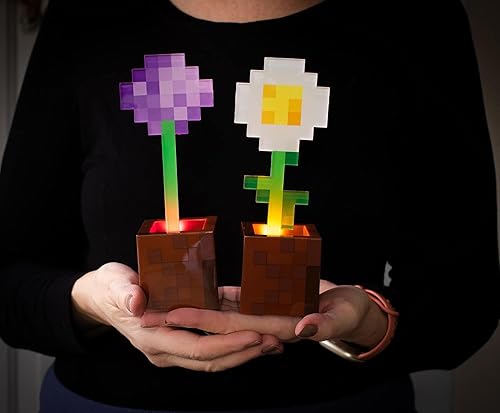Miniatura 3 de Minecraft Daisy and Allium Flower Pot - Juego de 2 lámparas de mesa de noche con luz LED para dormitorio, escritorio, sala de estar, decoración del