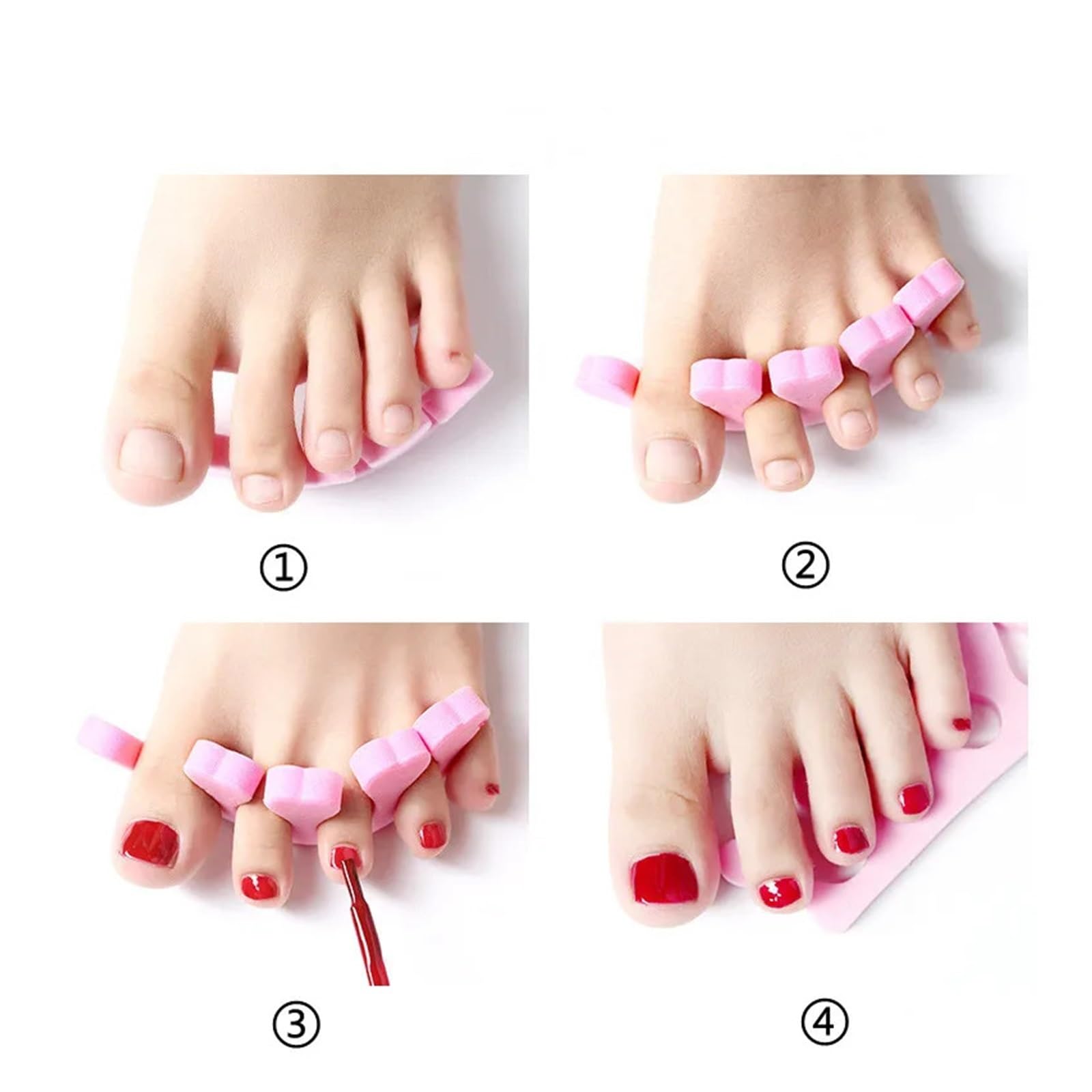Miękkie różowe 100 szt. Separatory palców u stóp Manicure Pedicure Pielęgnacja stóp Gąbka kompresowana Narzędzia do zdobienia paznokci Odpowiednie