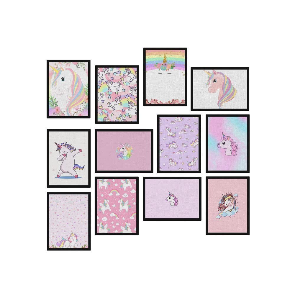 astak Unicorn Artworks Wall Art Prints a 12 Piece Set of Unframed MDF Wooden