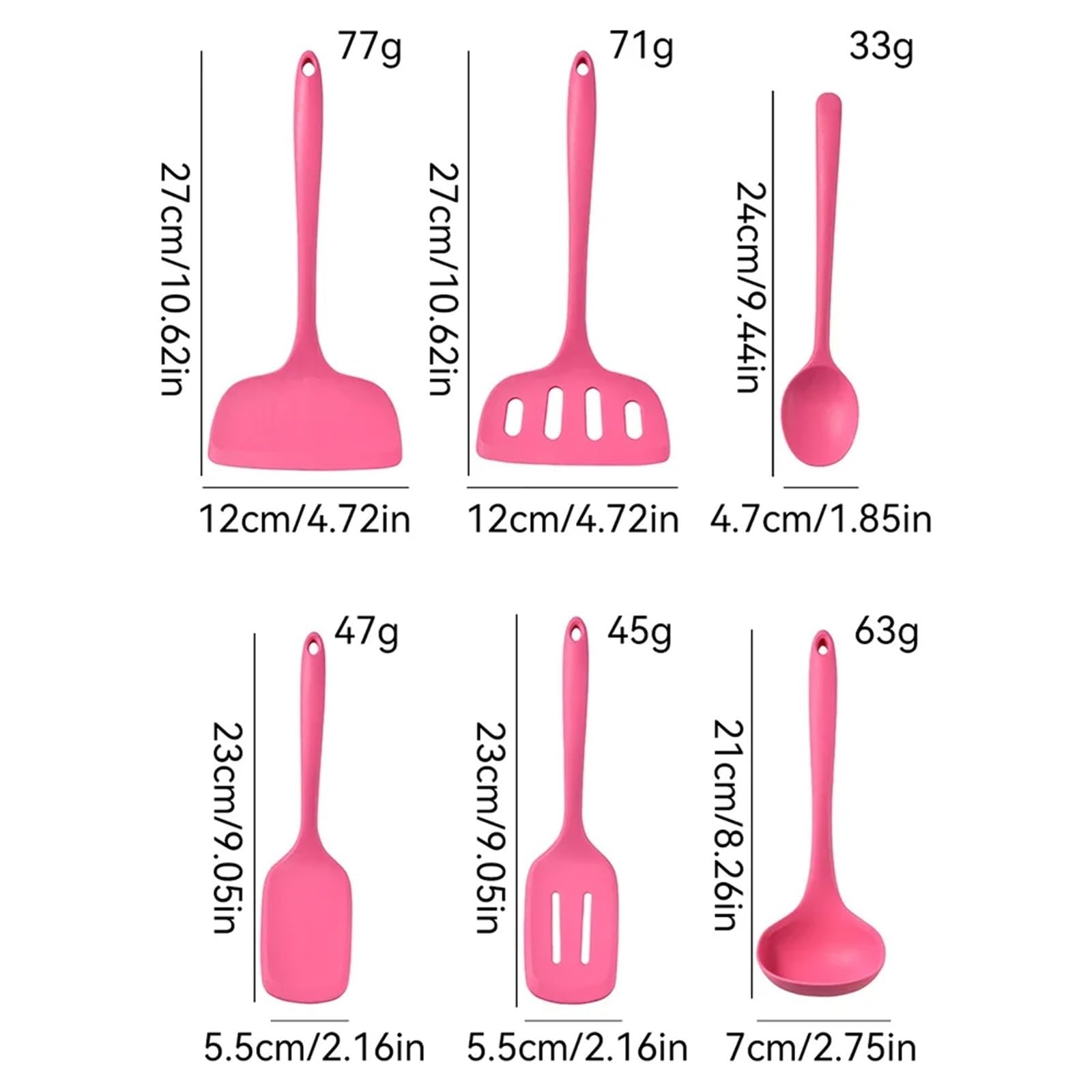 Silikon Küchenhelfer Set 1/6-teiliges rosa Silikon-Küchenutensilien-Set mit antihaftbeschichteten Pfannen, Spatel, Suppenlöffel, Kochutensilien für(6Pcs Mix)