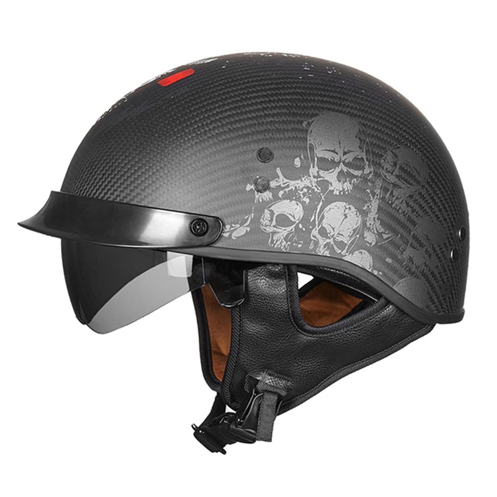 MOMOJA Mezzi Caschi Moto retrò Brain-cap Fibra di Carbonio Omologazione