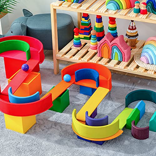 Merryheart Wooden Rainbow Stacking Toy - 12 Piece Wooden Rainbow Stacker, Extra Large Wooden Stacking Rainbow, Nesting Puzzle Building Blocks Educational Toys For Kids Toddlers (Rainbow Stacker) #TOP6