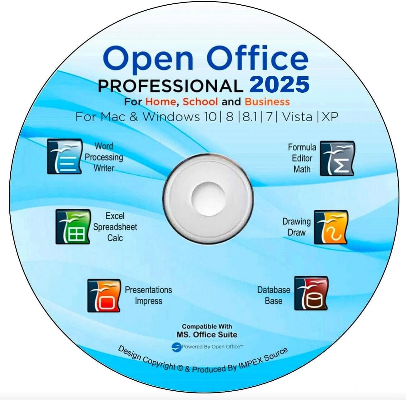 Open Office Suite 2025 Professional Edition CD DVD 100% compatible with Microsoft® Word® and Excel® for Windows 11 10, 8, 7, Vista, XP And Mac OS X