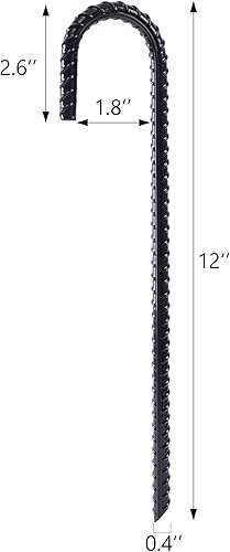 Miniatura 2 de FEED GARDEN Paquete de 16 estacas de barra de refuerzo de 12 pulgadas, gancho en J resistente, estacas galvanizadas para tienda de campaña, anclajes