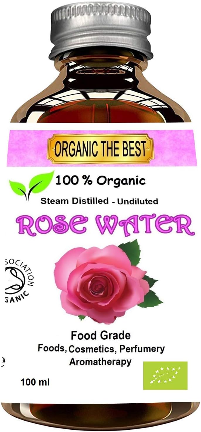 Organic Rose Water Facial Toner, Food - Vegan Certified, Cruelty-Free, Organic, Hand Made, Plastic Free & Responsibly Sourced Skin Toner - Finest, Triple Purified Bulgarian Rosewater