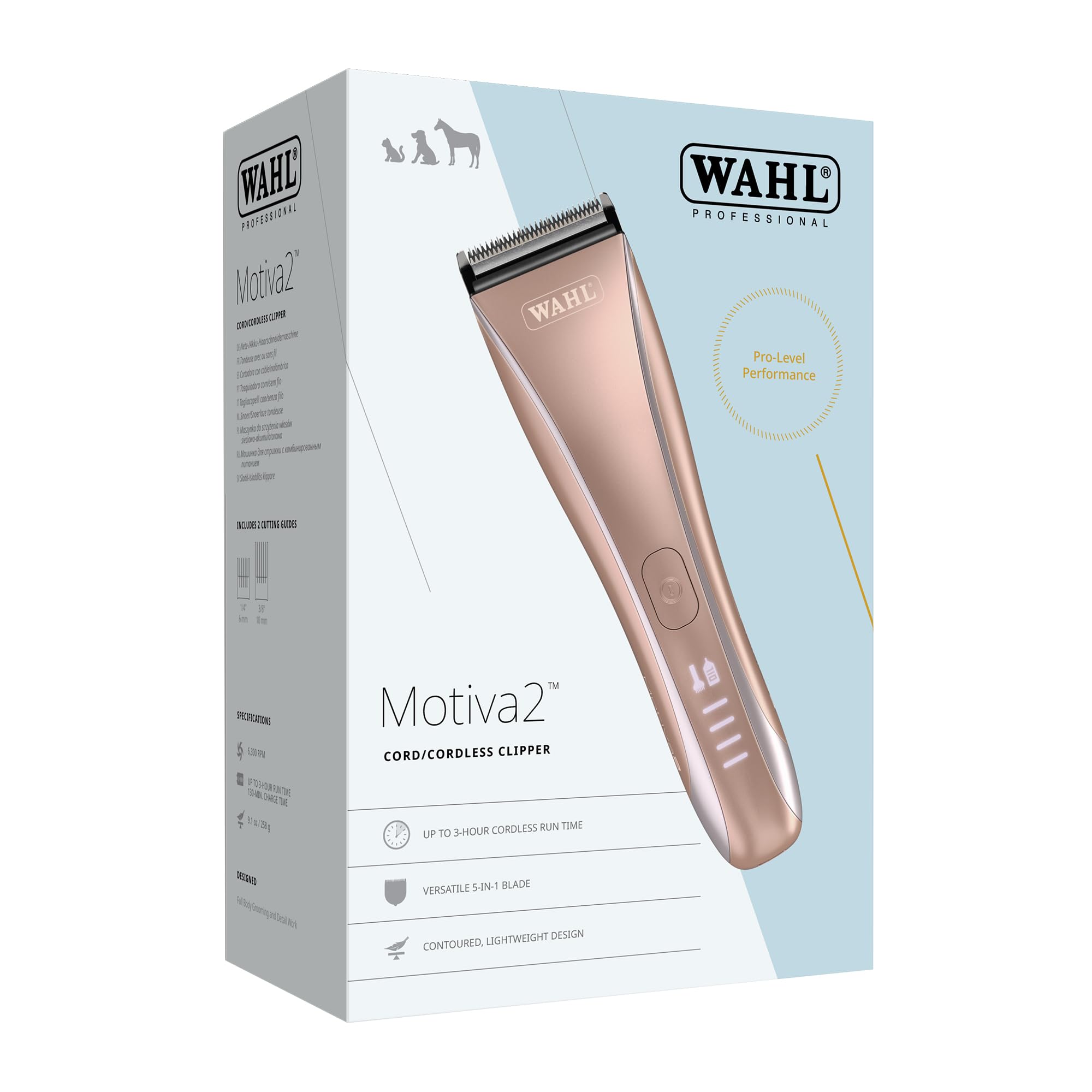 Wahl Motiva2 Bezprzewodowa Maszynka do Groomingu Zwierząt, 5-w-1 | Bezprzewodowa Maszynka do Groomingu z Ostrzem 5-w-1, do 3 Godzin Pracy i Cyfrowy Wyświetlacz Baterii
