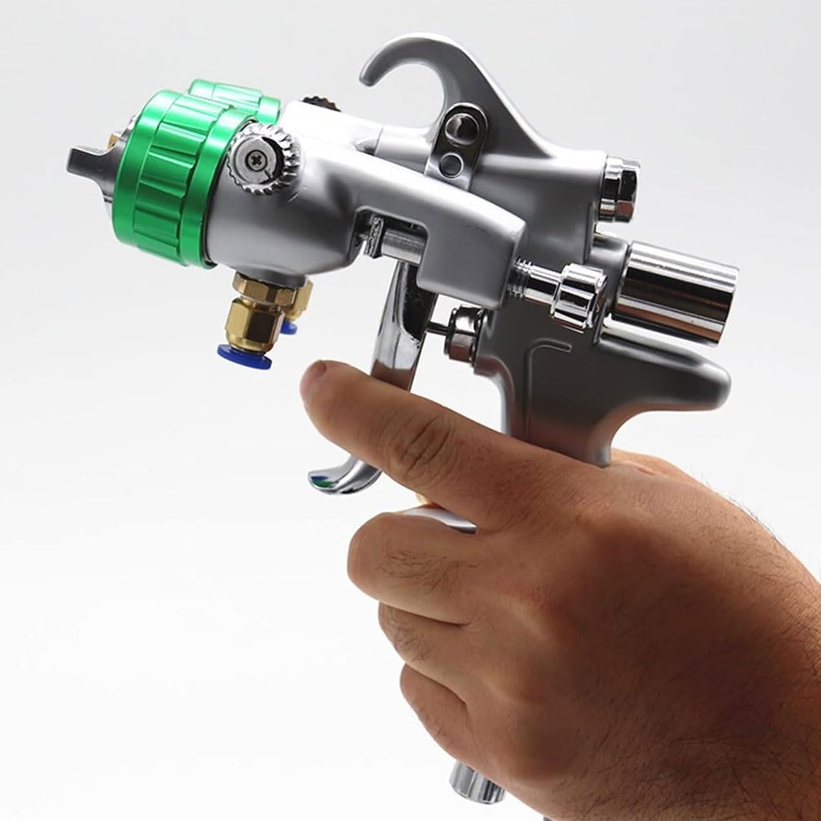 Pneumatische Lackierpistole 1200 U/min Doppeldüse 1,3 mm Druckzufuhr mit 2 x 1000 ml Töpfen 40cm Strahlbreite für Kfz-Umbau und Ausbesserung