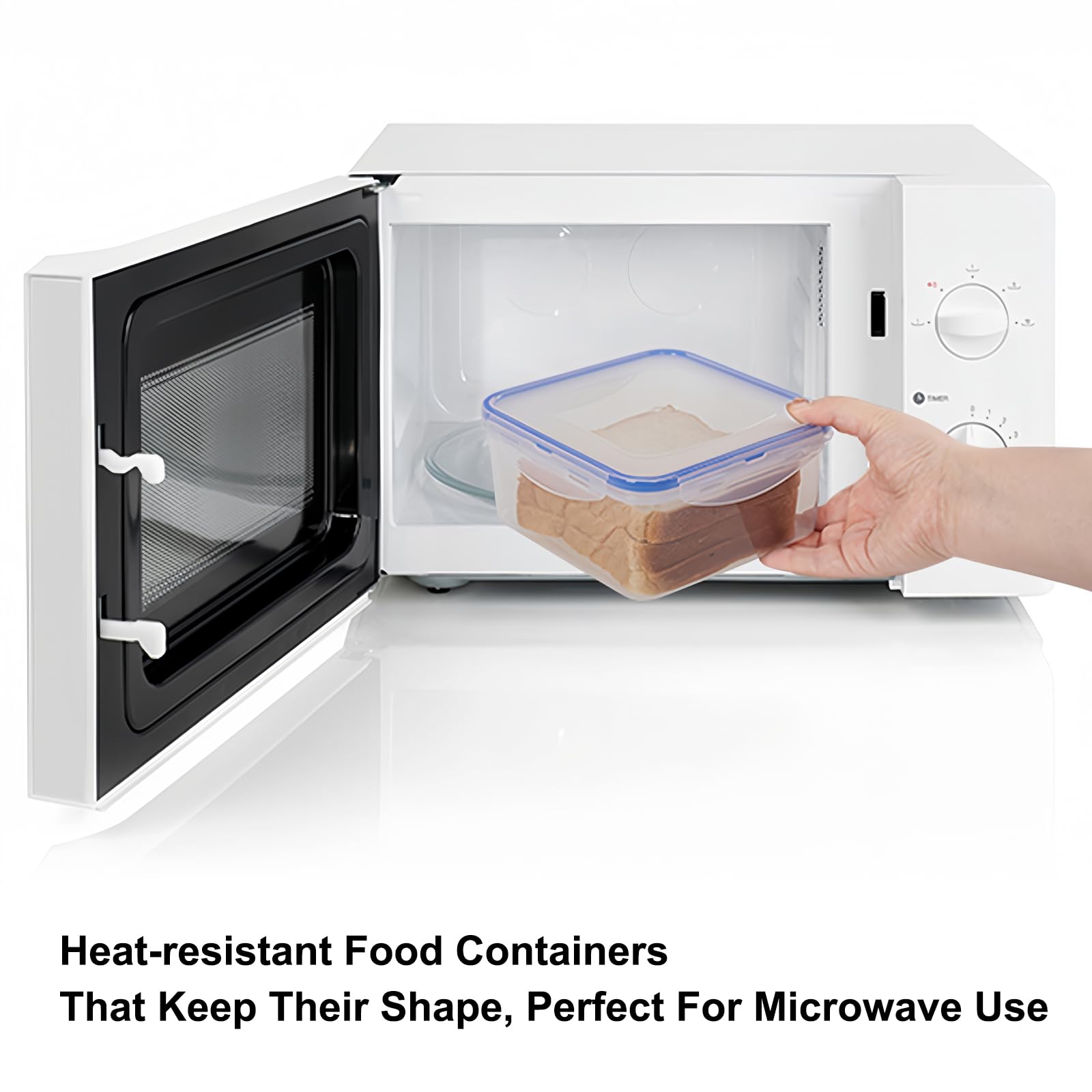 Contenitori Ermetici per Alimenti, 6 Pezzi 800ML Plastica Contenitori Cucina Organizer per Dispensa, Credenza, Senza BPA, a Prova di Perdite (800ml-Quadrato)