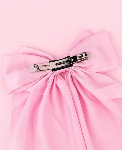 Miniatura 4 de Wecoe 4 lazos grandes para el cabello para mujer, lazos de satén blanco, rojo, morado, pasadores para el cabello, lindos clips grandes para el