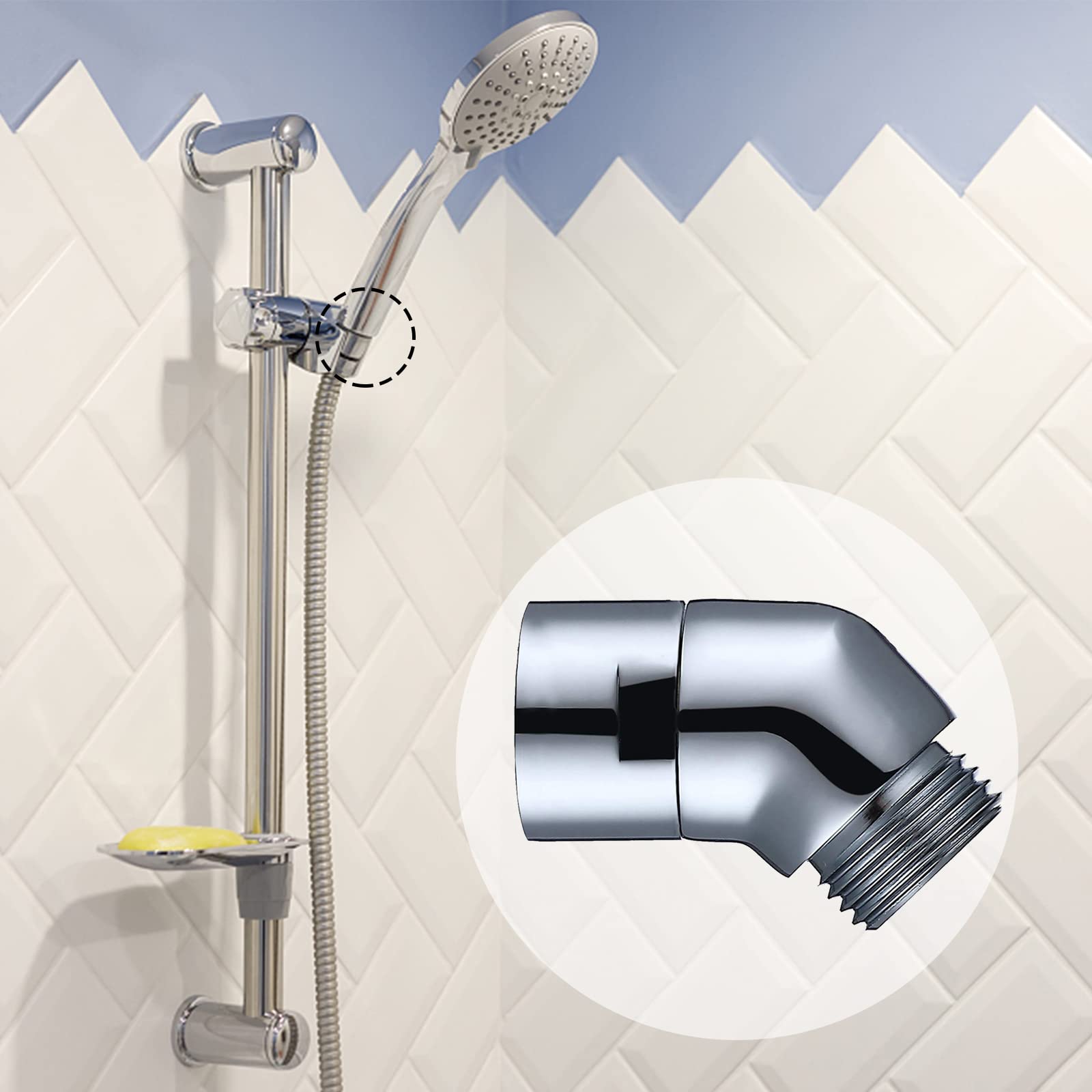 Handbrause Adapter 45 Grad – G1/2 Gewinde – Aus Verchromtem Messing – Für Duschsysteme