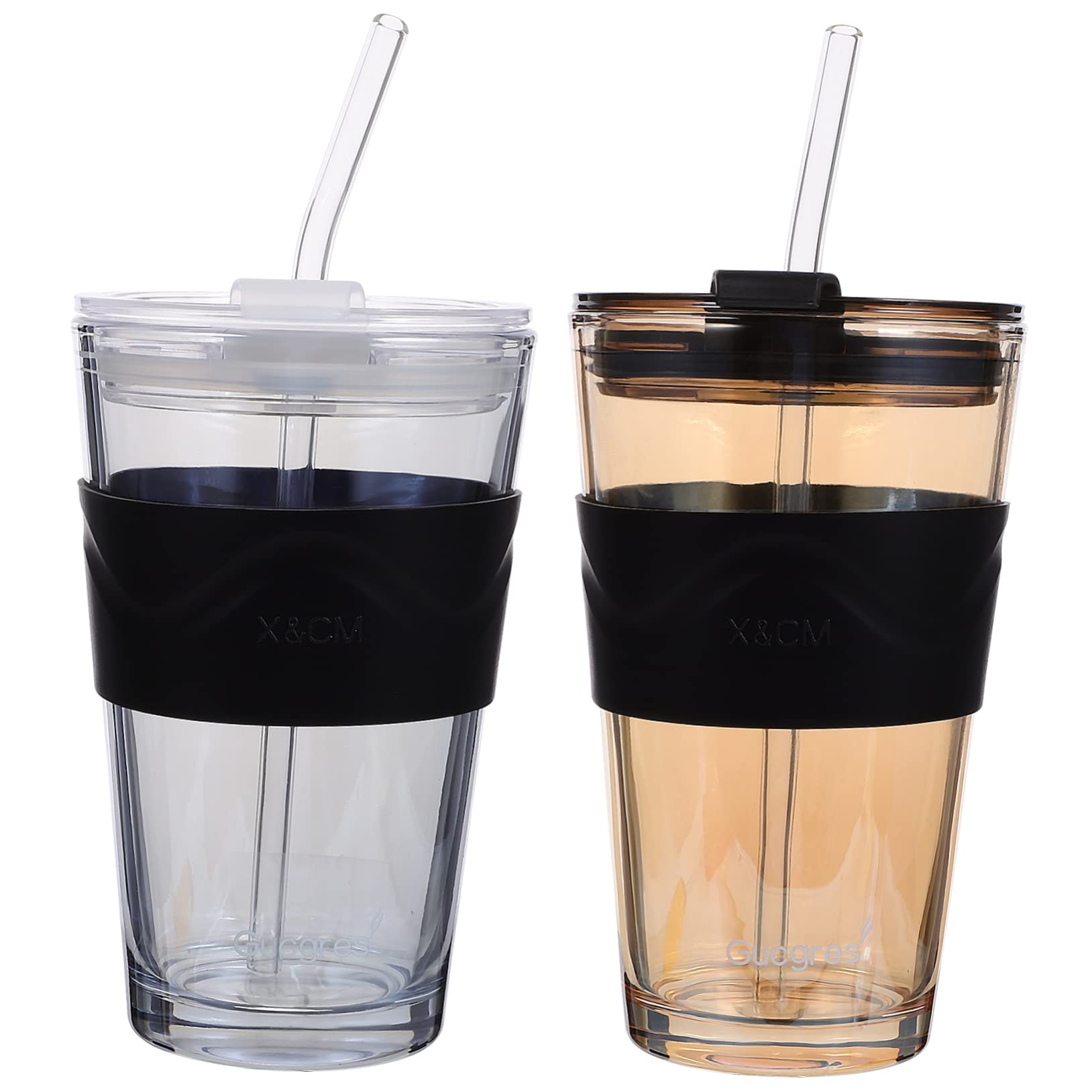 Cabilock Cup Straw for Adults Glass Water Cup with Cover Tea Water Bottle Reusable