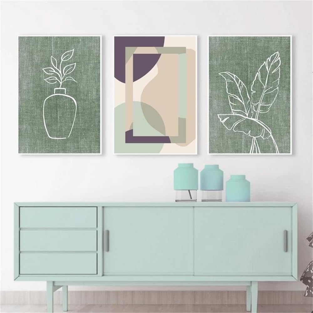 WBYZAC Botanical Posters-Abstract line art leaf plant irregular geometric nordic posters and prints wall art canvas painting wall picture kitchen home decor-60 * 80cm*3PCS (No Frame)