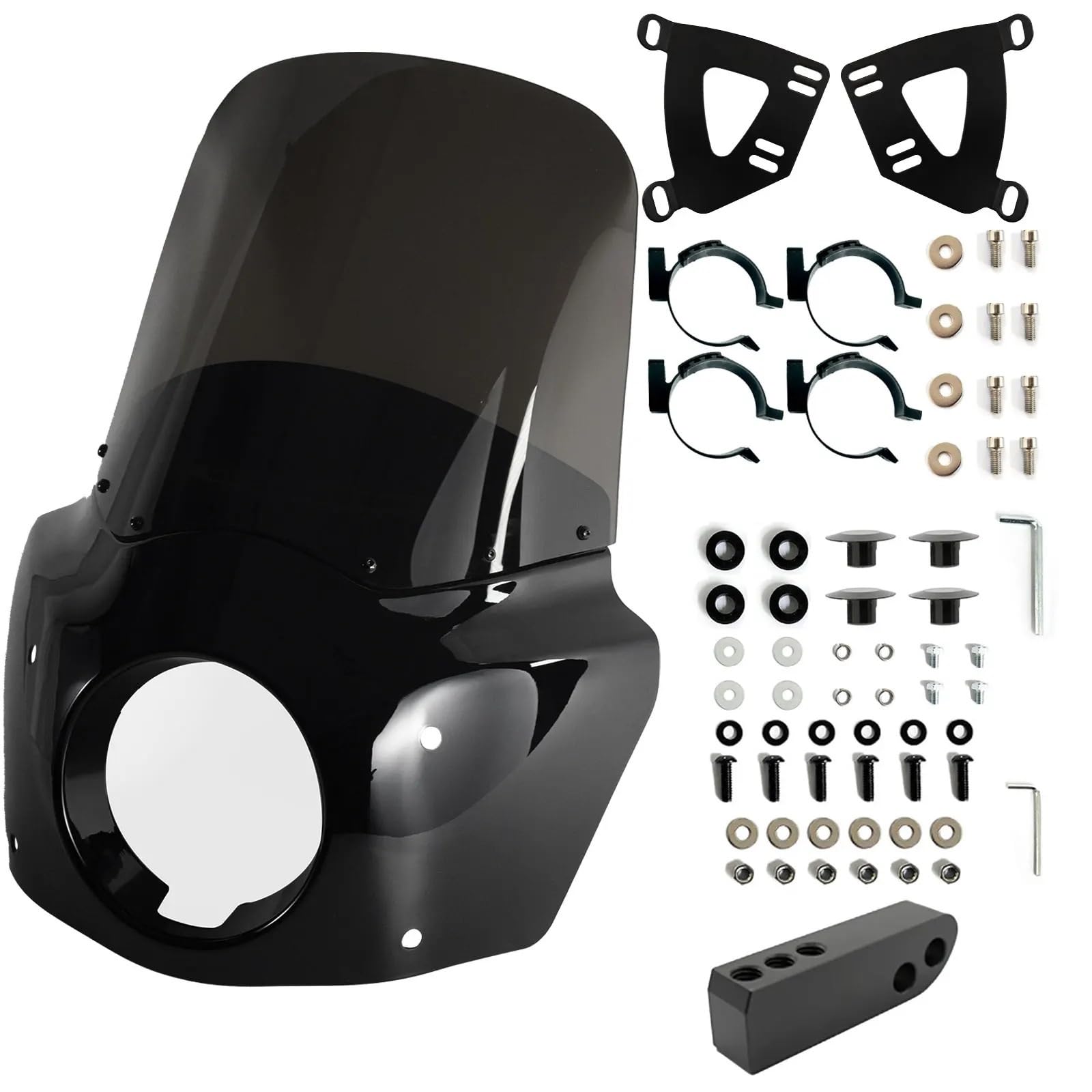 DGHBNP Motorbike Cowls Fit For Ha&rley Dyna Street Bob Super Glide Low Rider 2006-2017 Forks Fairing Fairing Windshield Kit Hump Tail Fairing(DYNA-15 smoke)
