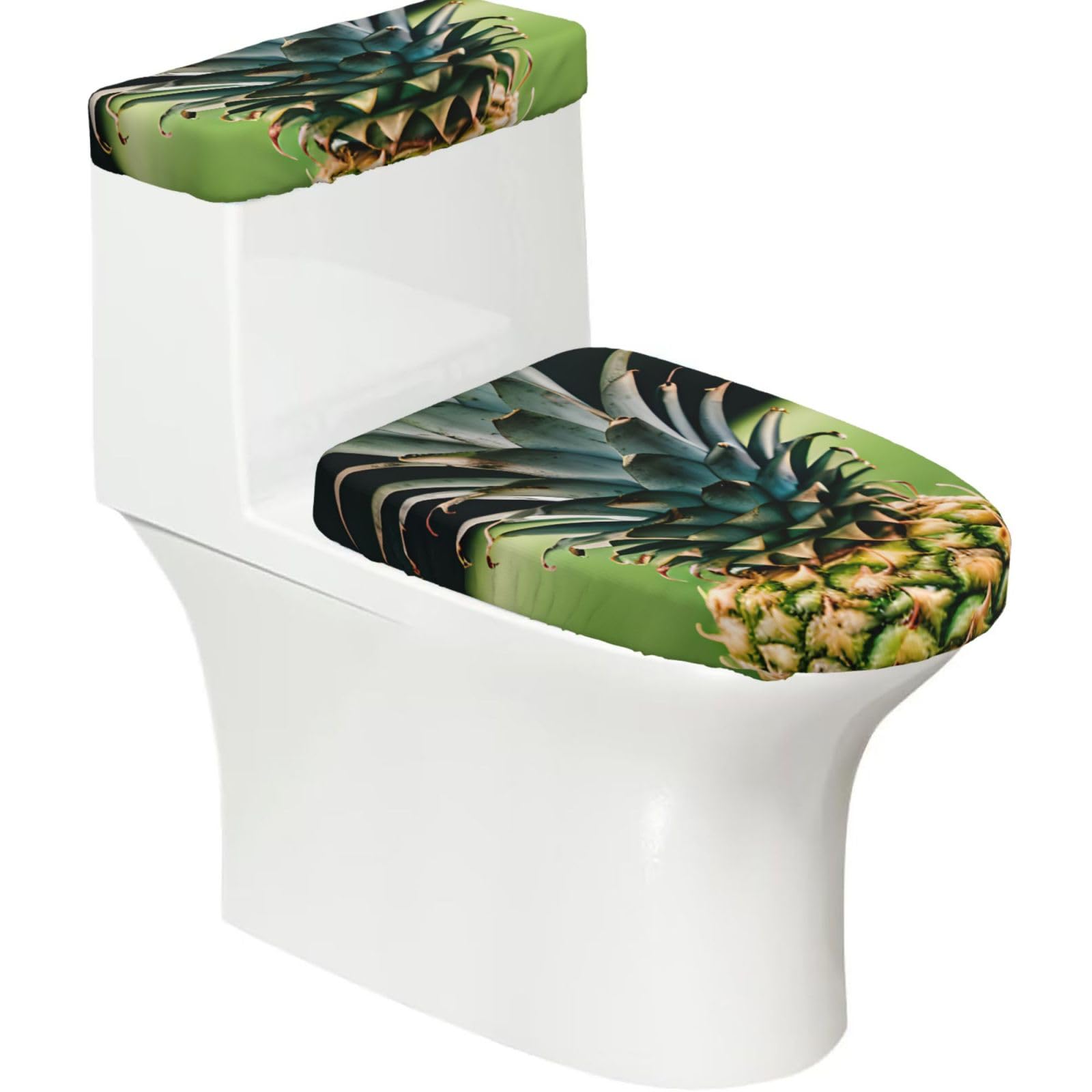 Be A Pineapple Print Stretch Toilet Covers Set, Polyester Covers Replacement For Fits Most Size Lids Bathroom Decor