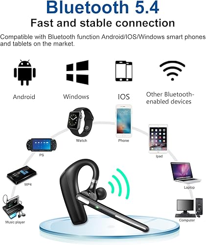 Miniatura 6 de Auriculares Bluetooth V5.4, auricular Bluetooth inalámbrico con CVC8.0 Dual Mic Cancelación de Ruido 110 horas de tiempo de conversación para