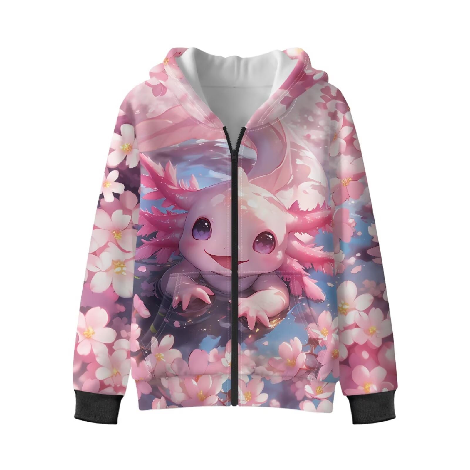 Sudadera con capucha para niñas, ajuste holgado, con cremallera completa, forro polar, chaqueta Y2K a la moda