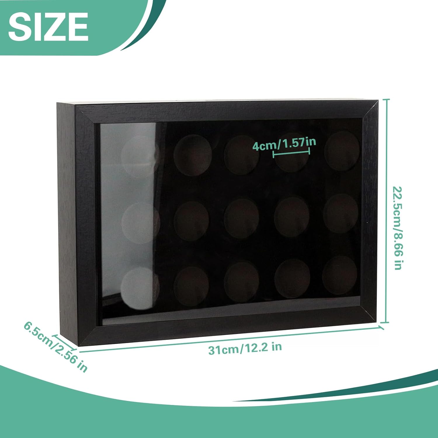 Golf Balls Display Case with EVA Foam Protection, Wall Mount & Desktop Golf Ball Holder Display Case Shadow Box Hold up 15 for Collector, 12.3 x 8.86 x 2.56 Inch