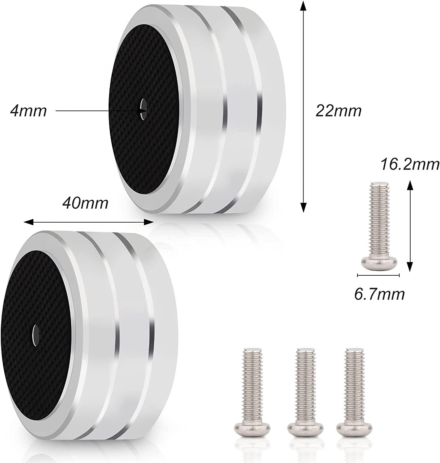 Piedini per altoparlante ammortizzatori di risonanza subwoofer HiFi 4 pezzi argento
