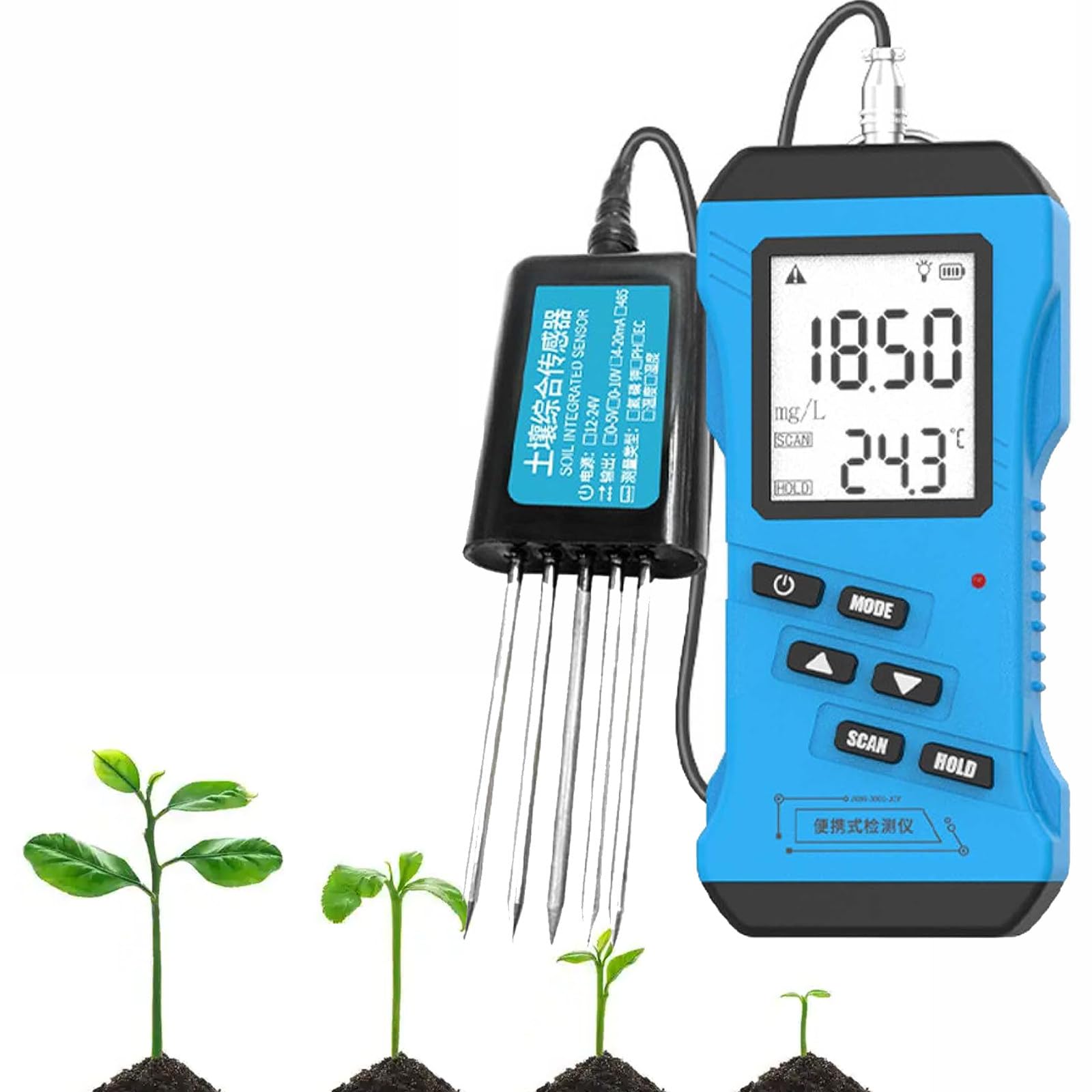 JIADUOFU 7 in 1 soil tester kit,digital soil moisture meter npk ph temperature ec conductivity fertility analyzer for garden farm lawn plants,soil fertility test