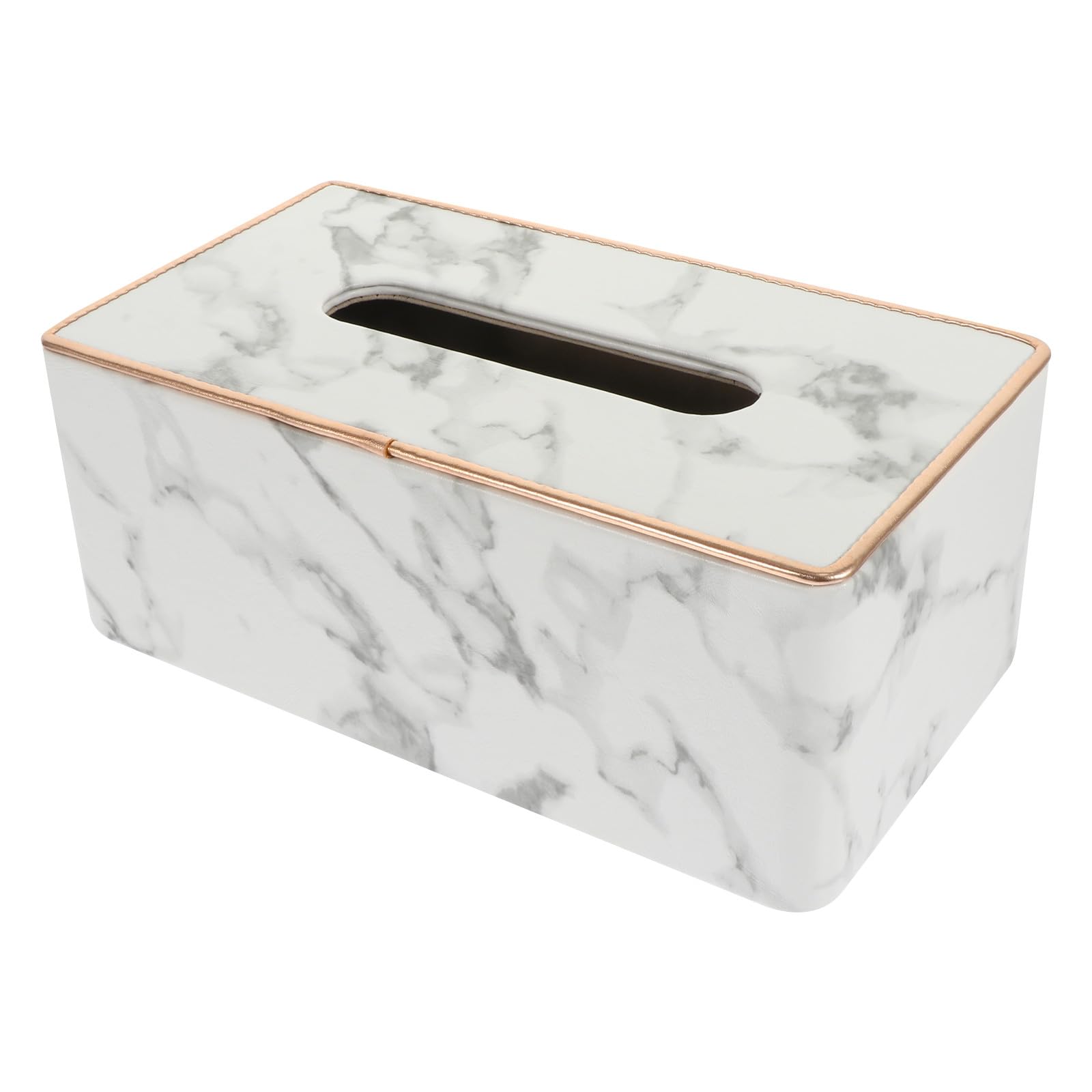 DOITOOL Marmorierte Taschentuchbox aus Kunstleder mit Goldrand Serviettenhalter für Schreibtisch und Bad großformatig