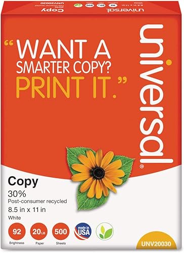Miniatura 3 de Universal 20030 Papel de copia 30% reciclado, brillo 92, 20 libras, 8 1/2 x 11, blanco (caja de 5000 hojas)