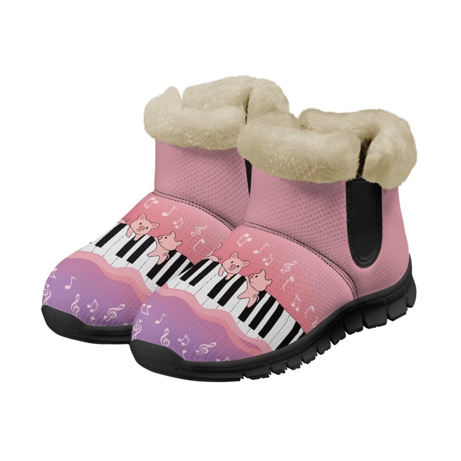 Jeiento Scarponi invernali da donna con note musicali, scarpe da donna, stivali da passeggio casual, Tastiera per pianoforte Pig, 40.5 EU